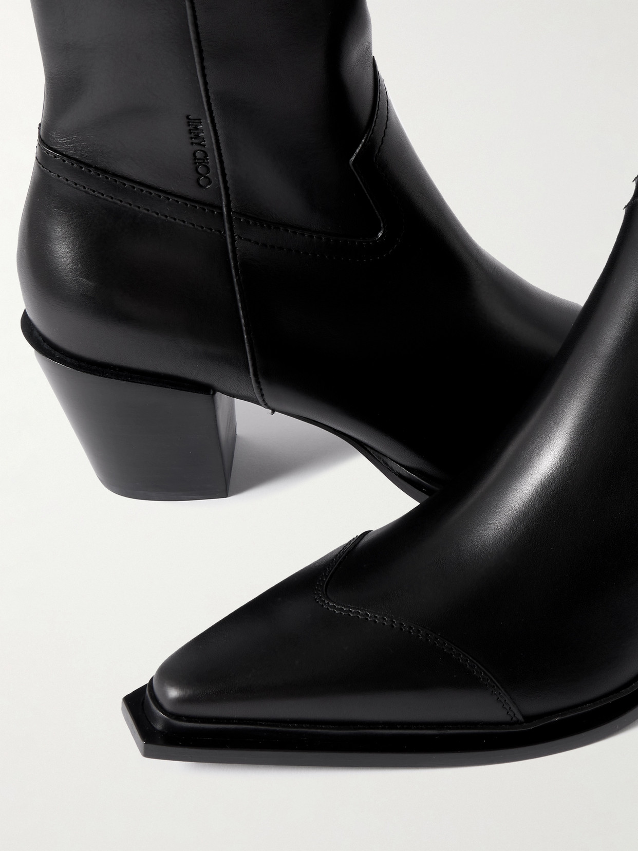 Jimmy Choo Black Leather Boots In Black