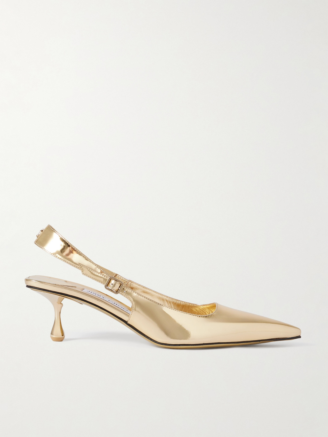 Jimmy Choo - Amel 50 Logo-Embellished Metallic Leather Slingback Pumps - Gold
