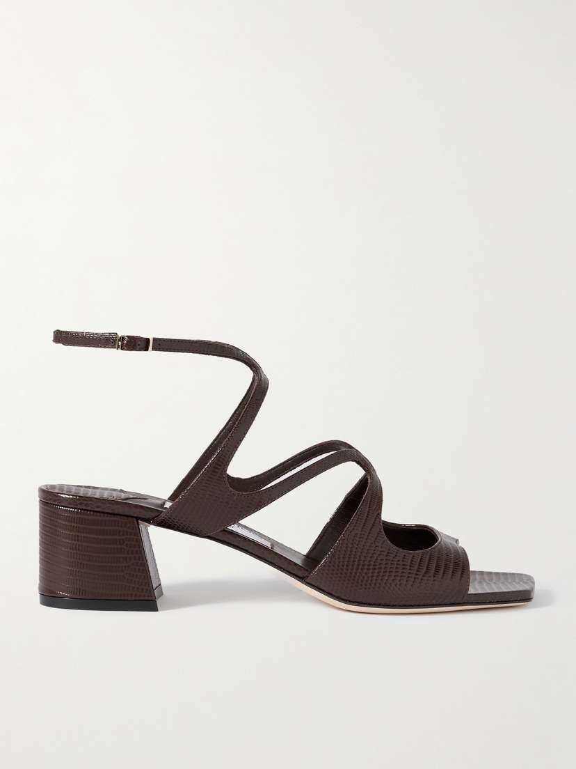 Jimmy Choo Azilia 45 Lizard-effect Leather Sandals