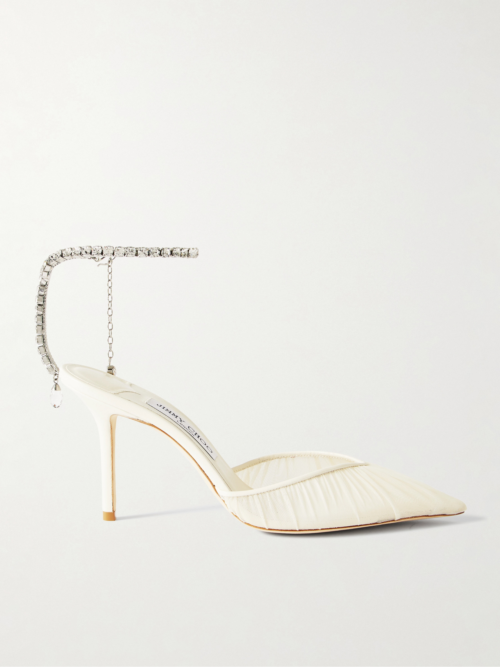 JIMMY CHOO - Saeda 85 crystal-embellished gathered tulle pumps | Plush