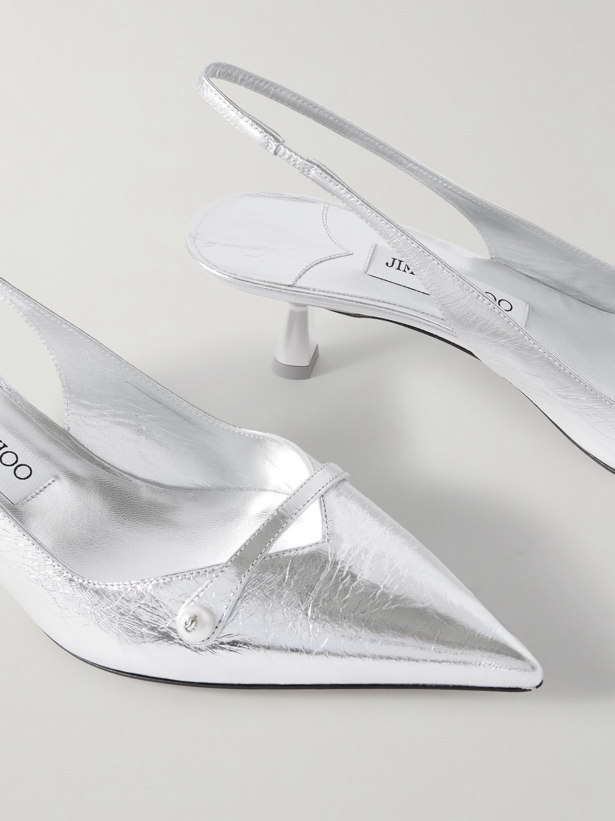 Jimmy Choo Didi Metallic Mary Jane Slingback Pumps In Silver