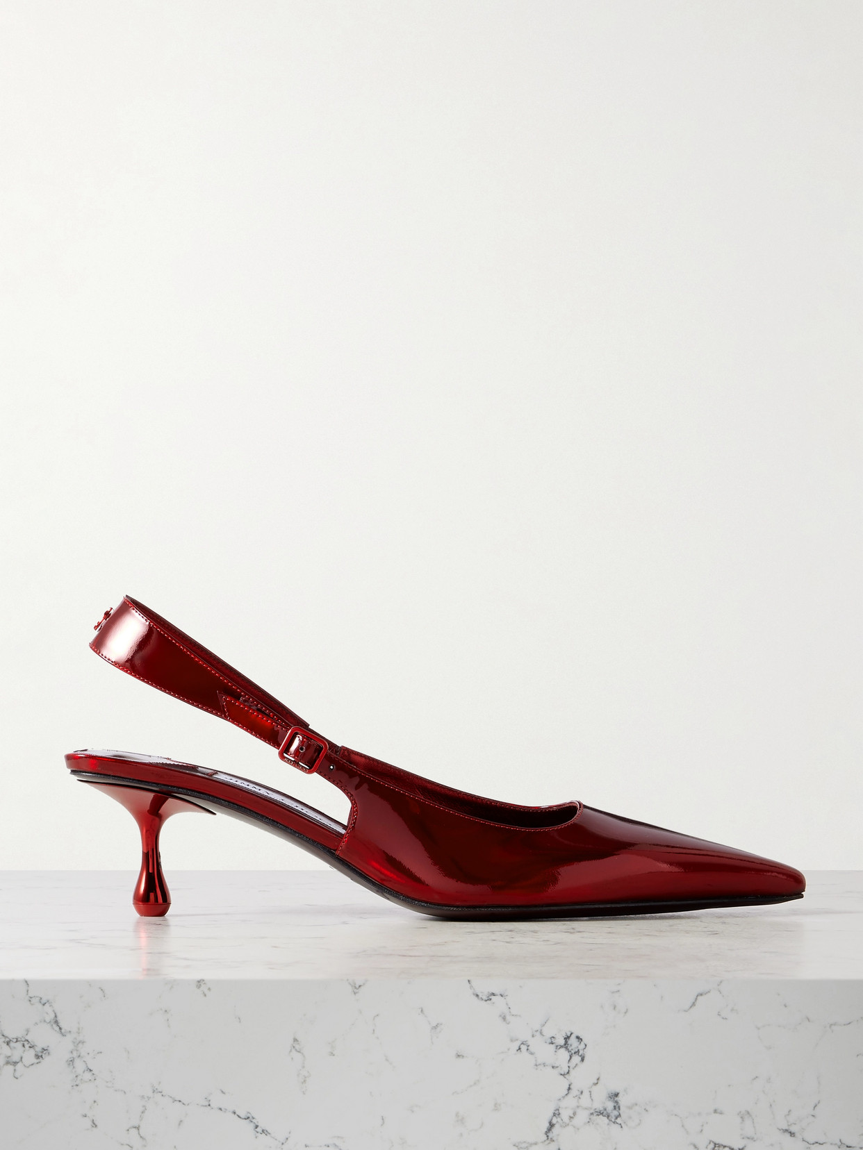 Jimmy Choo Amel 50 Embellished Mirrored-leather Slingback Pumps In Red