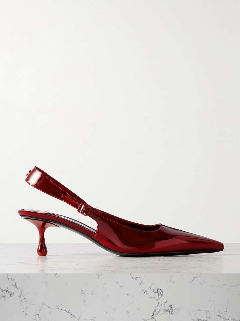 Jimmy Choo Amel 50 Embellished Mirrored-leather Slingback Pumps