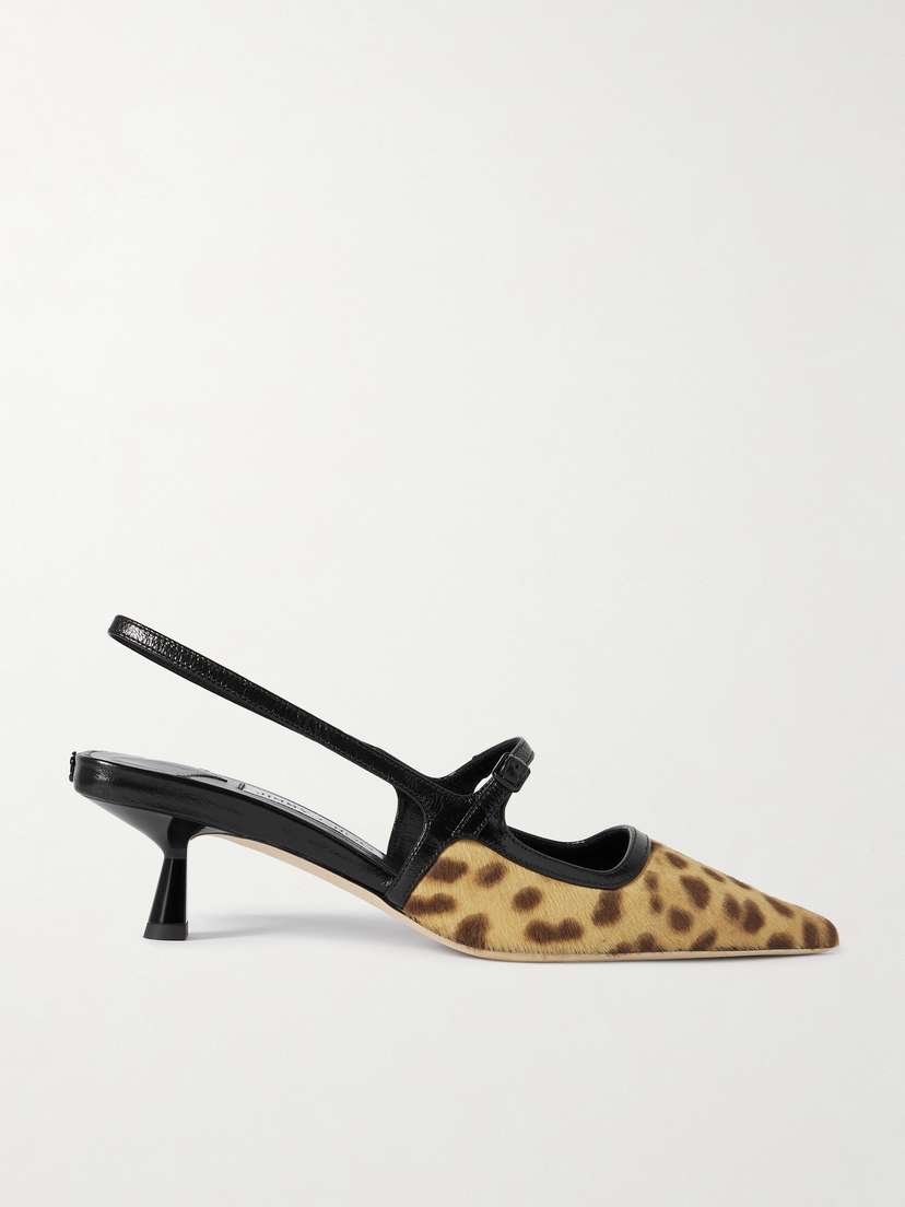 Jimmy Choo Didi 45 Leather-trimmed Leopard-print Calf Hair Slingback Pumps
