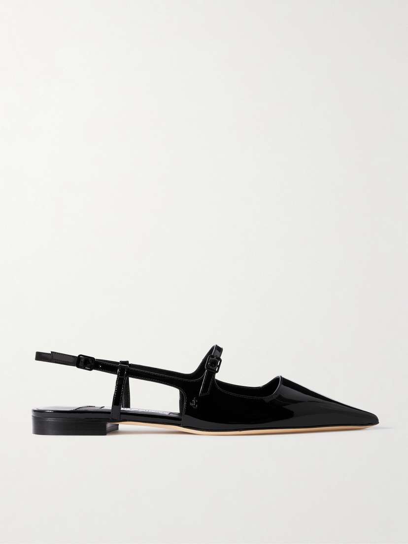 Jimmy Choo Didi Patent-leather Slingback Point-toe Flats