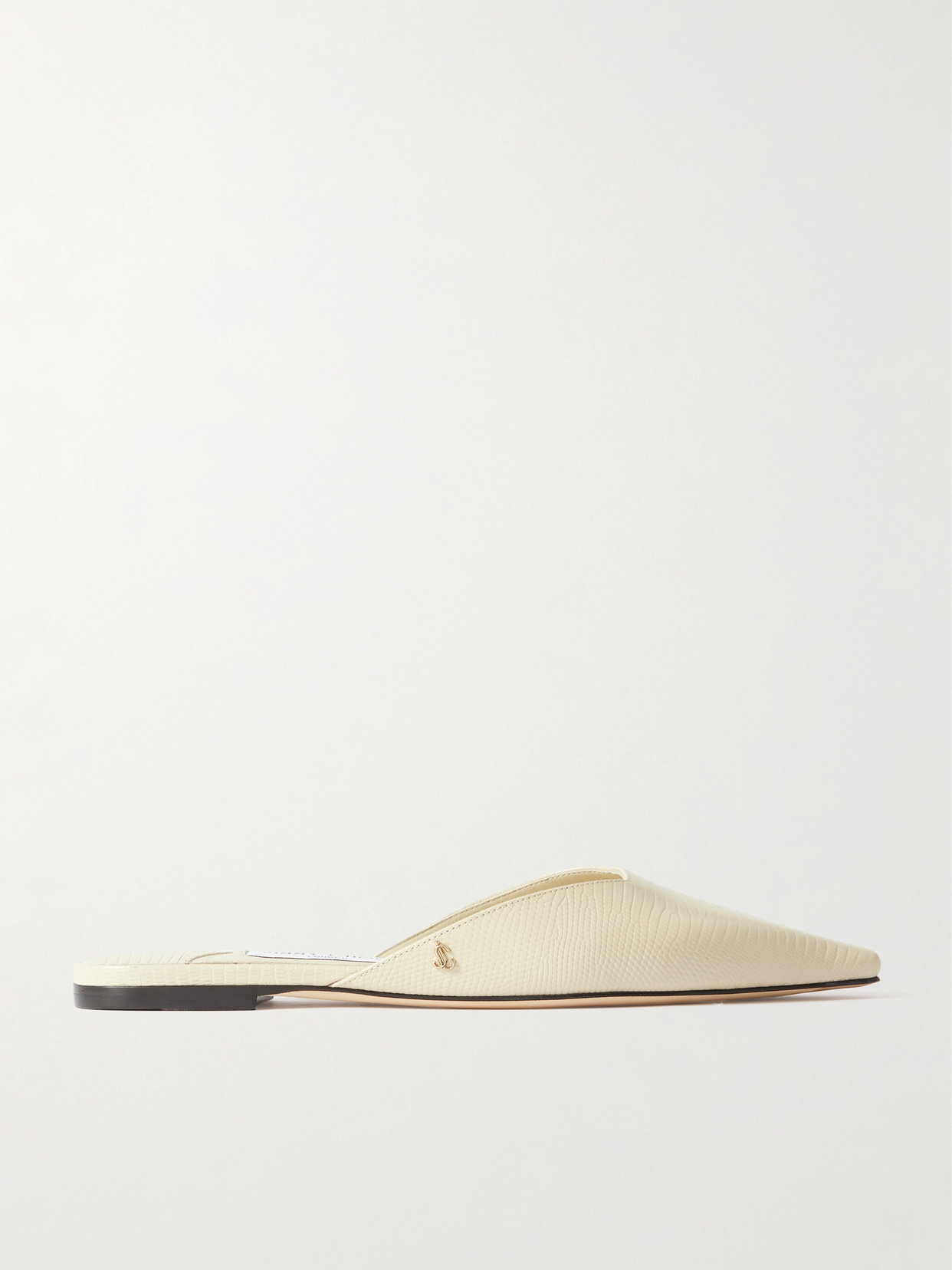 Jimmy Choo Pantoletten Vivi Aus Metallic-leder In Off-white