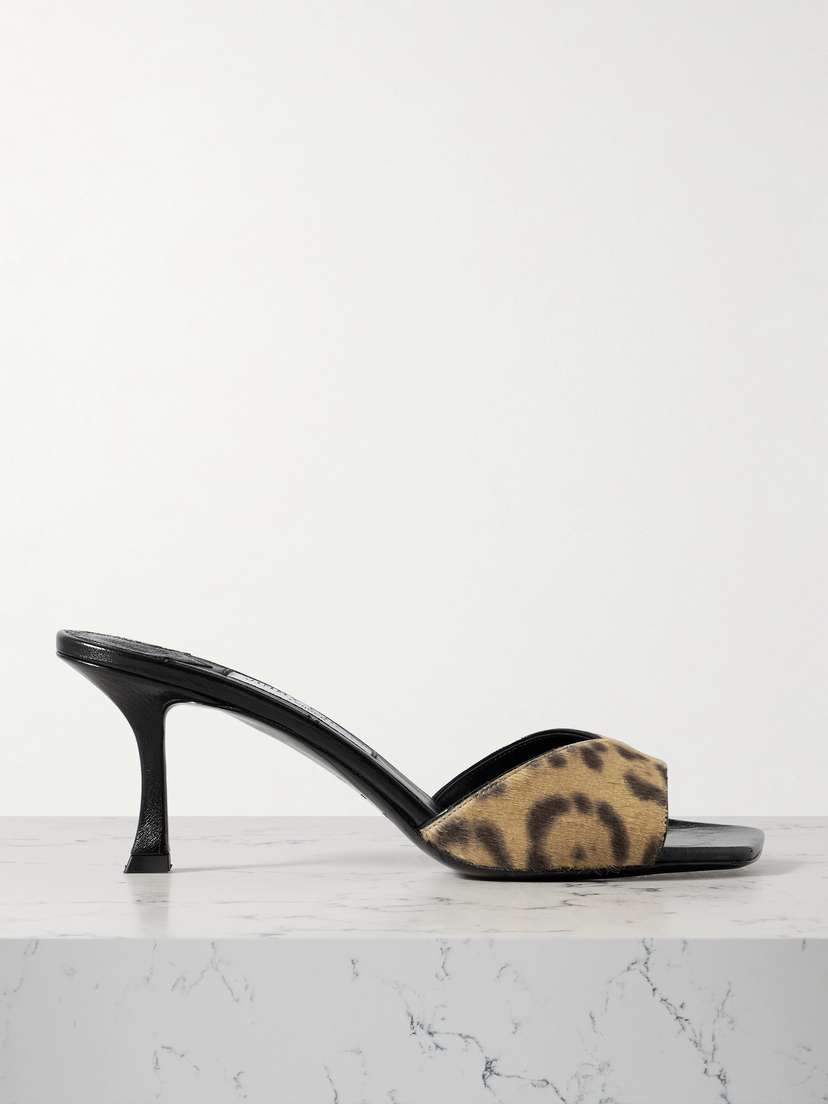 Jimmy Choo Skye 70 Leopard-print Calf Hair Mules