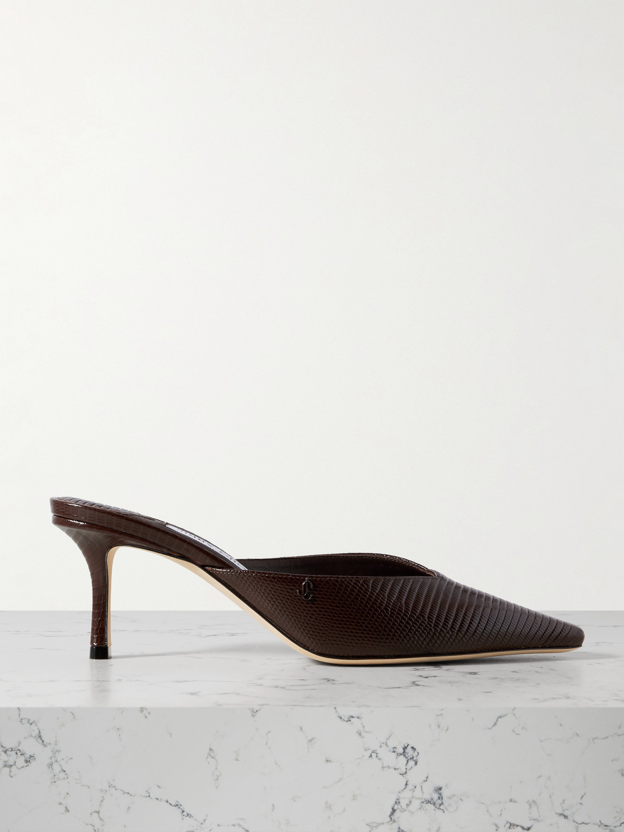 Jimmy Choo Vivi 65 Lizard Print Leather Mules In Brown