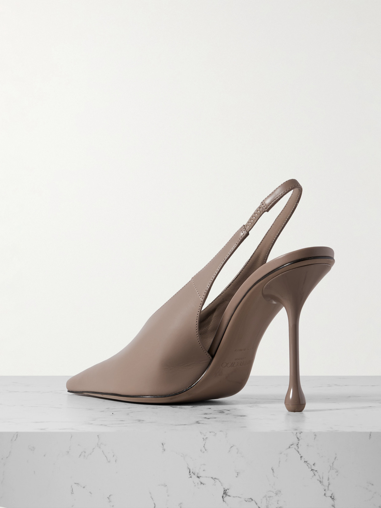 Jimmy Choo Womens Taupe Isa 95 Slingback Leather Heeled Courts In Brown