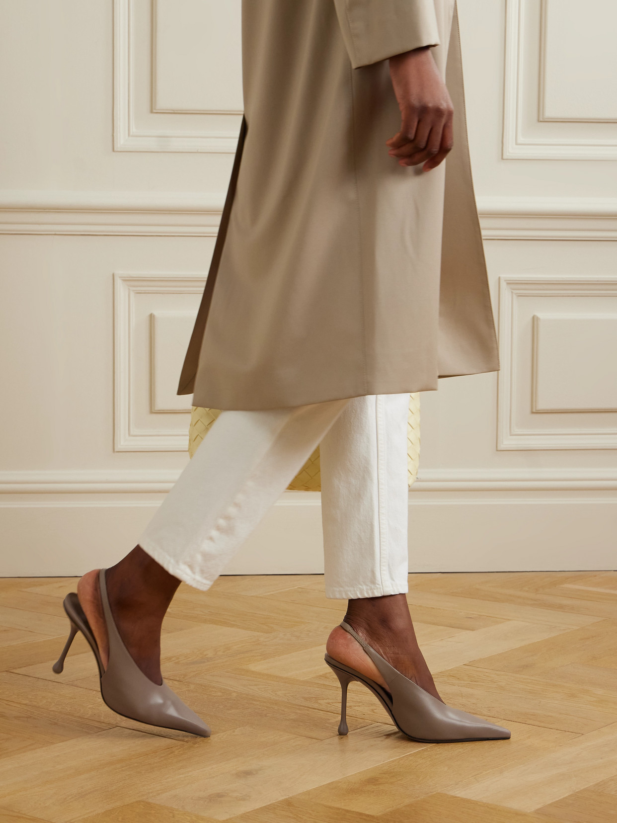 Jimmy Choo Womens Taupe Isa 95 Slingback Leather Heeled Courts In Brown