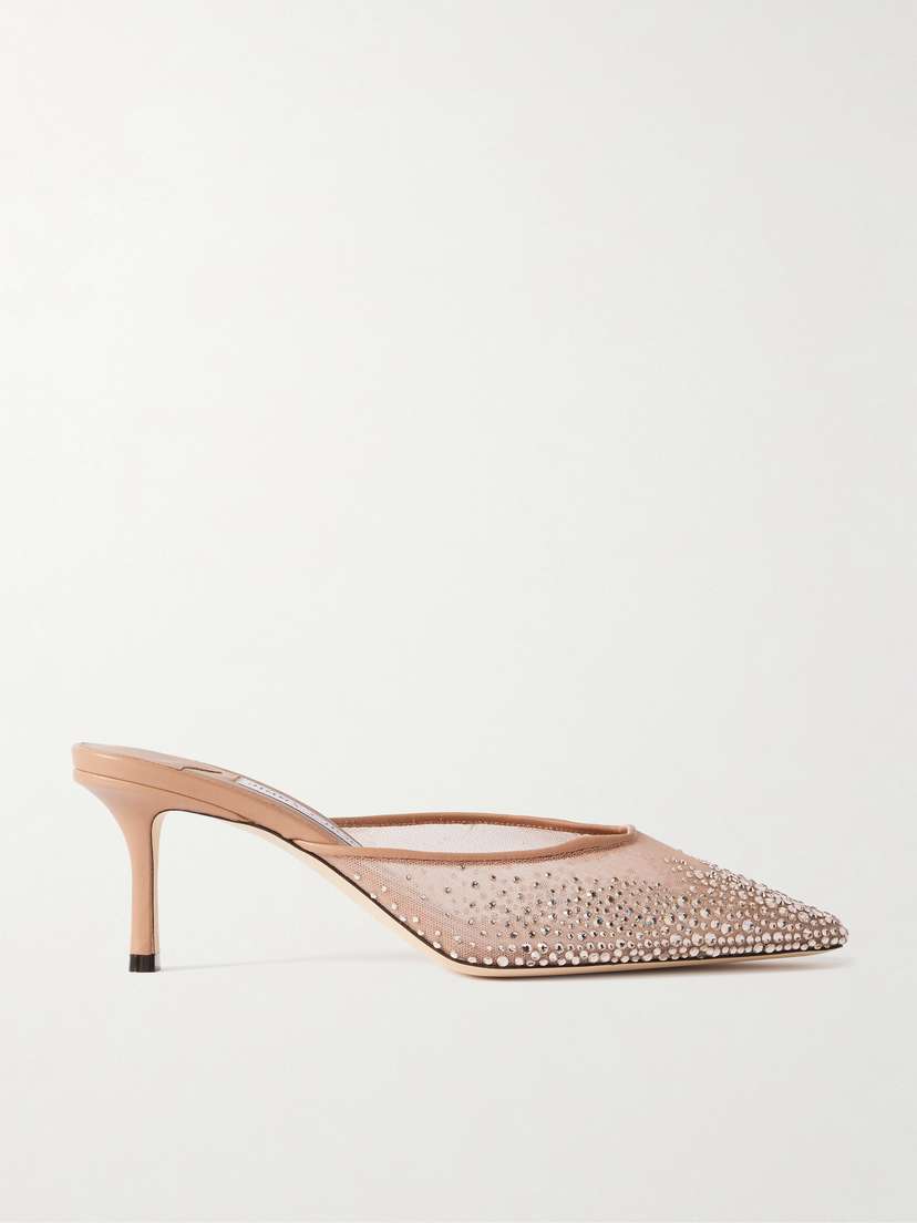 Jimmy Choo Vivi 65 Crystal-embellished Mesh Mules