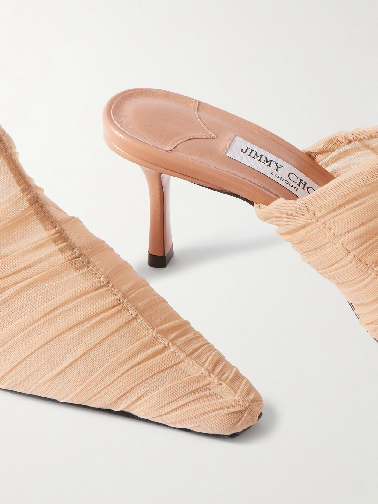 Jimmy Choo Lotta 65 Ruched Tulle Mules In Pink