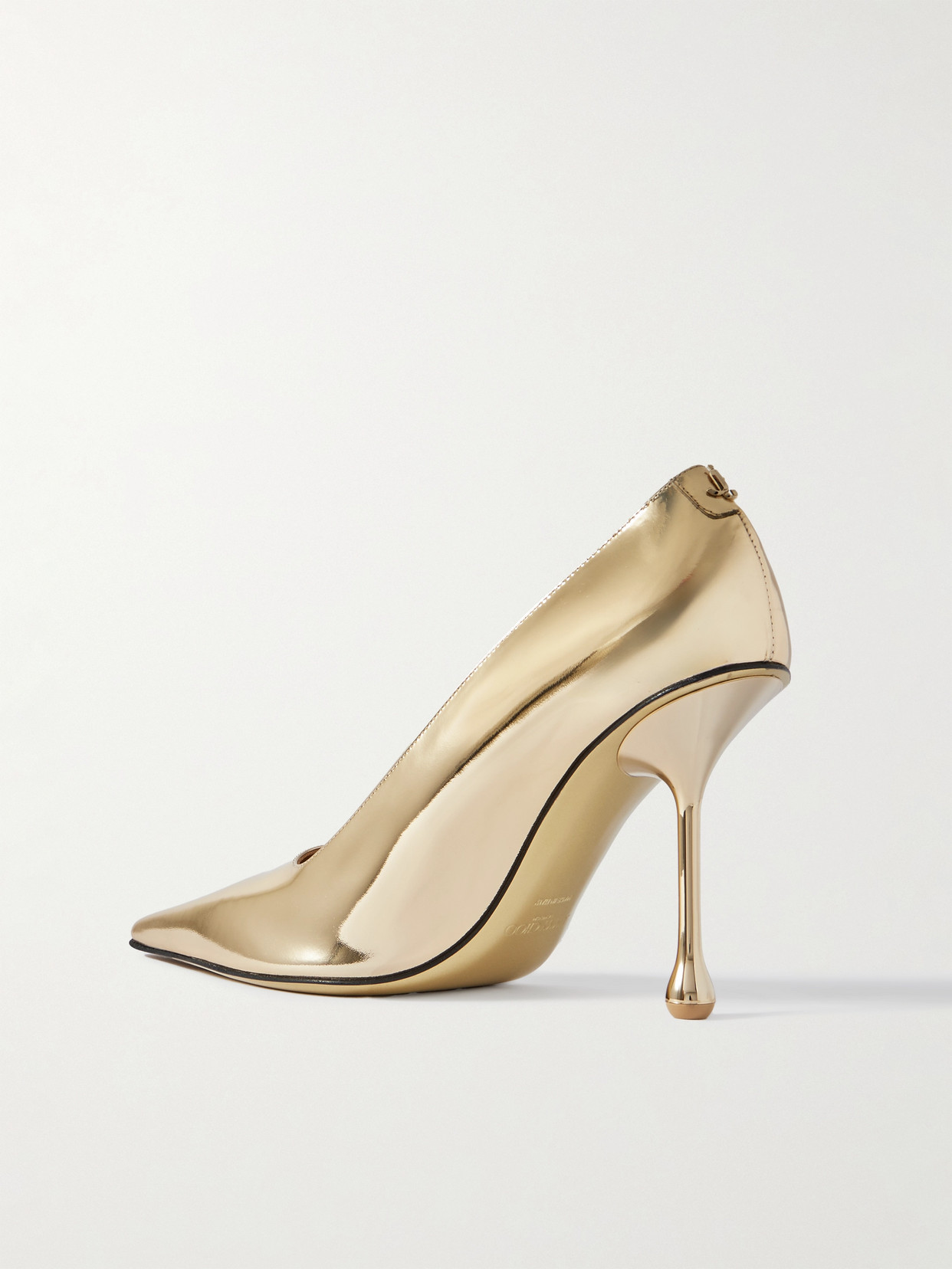 Jimmy Choo Ixia 95 Mirrored-leather Point-toe Pumps In Gold