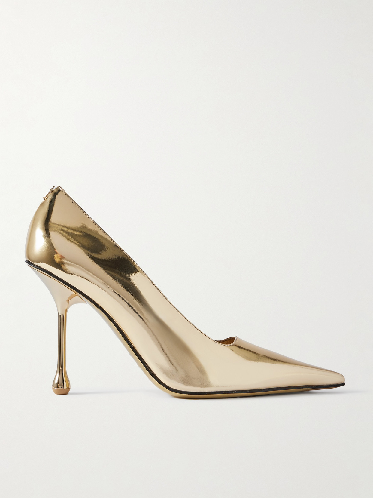 Jimmy Choo Ixia 95 Mirrored-leather Point-toe Pumps In Gold