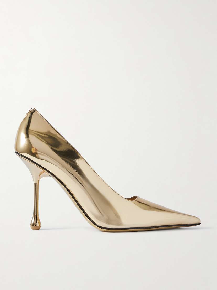 Jimmy Choo Ixia 95 Mirrored-leather Point-toe Pumps