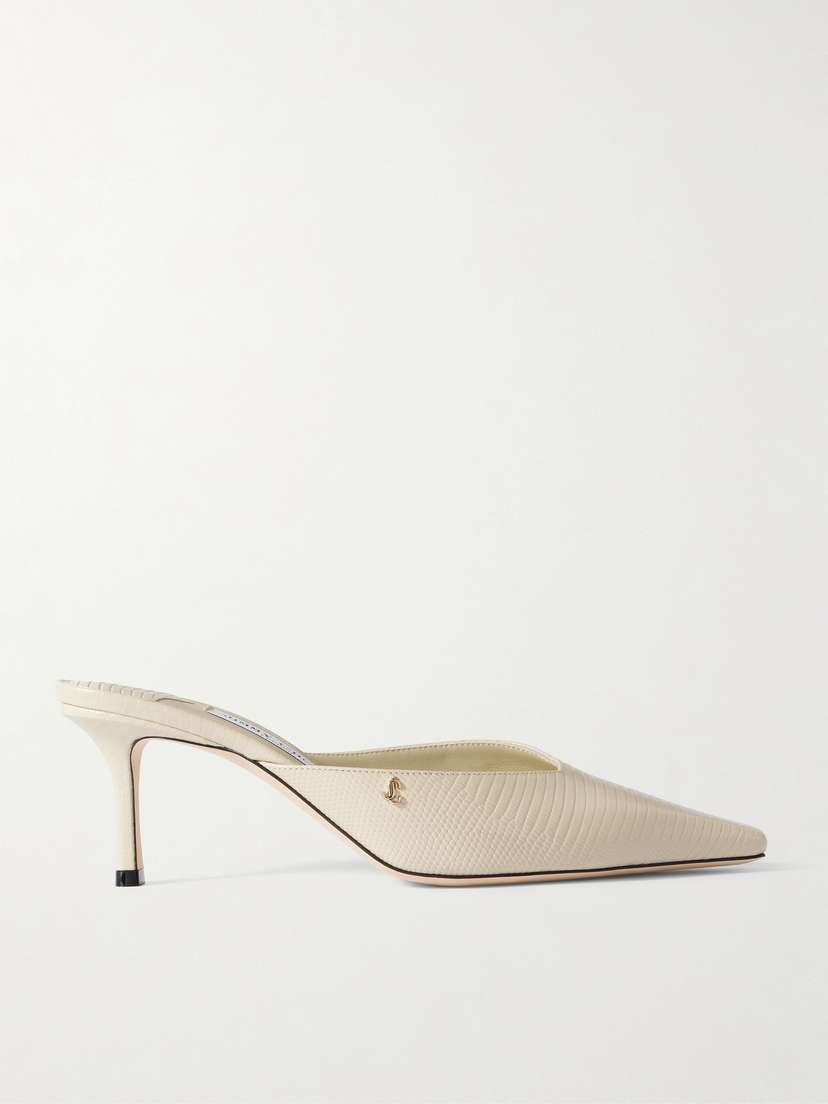 Jimmy Choo Vivi 65 Embellished Croc-effect Leather Mules