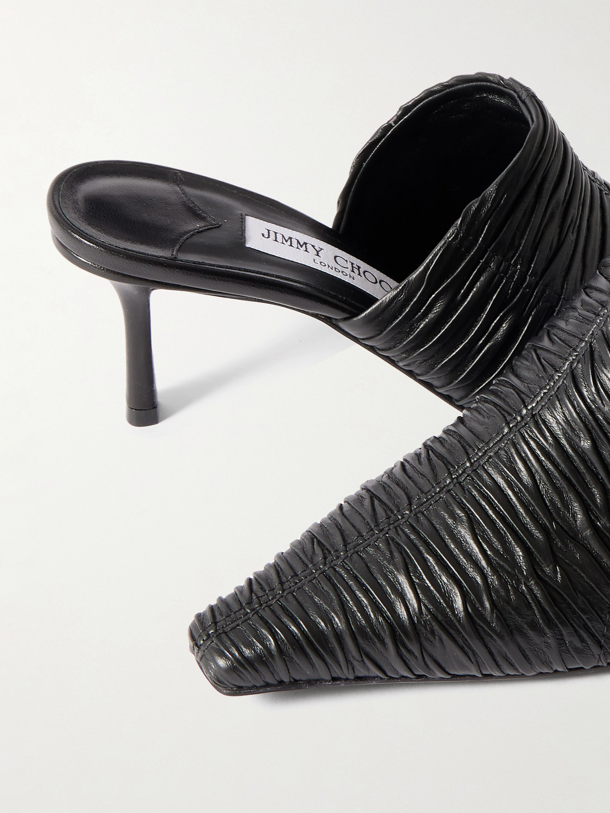 Jimmy Choo Lotta 65 Ruched Tulle Mules In Black