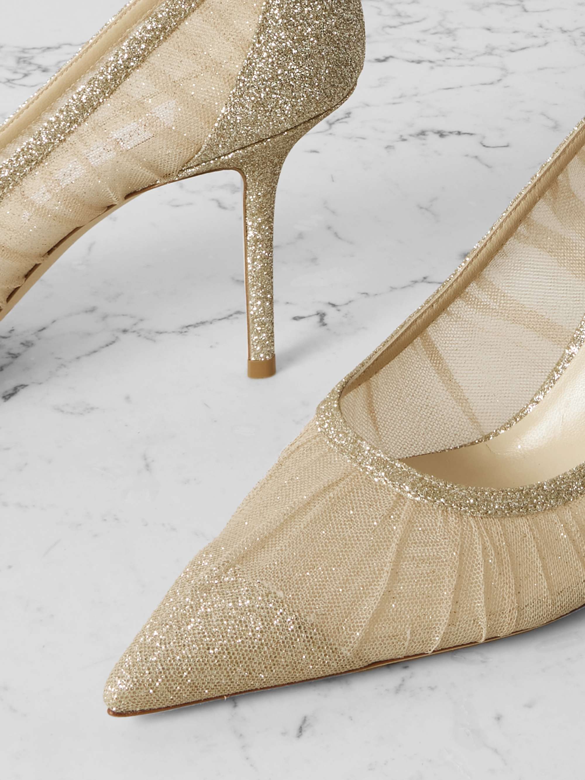 Love 85 gathered glittered tulle pumps gold IT36.5
