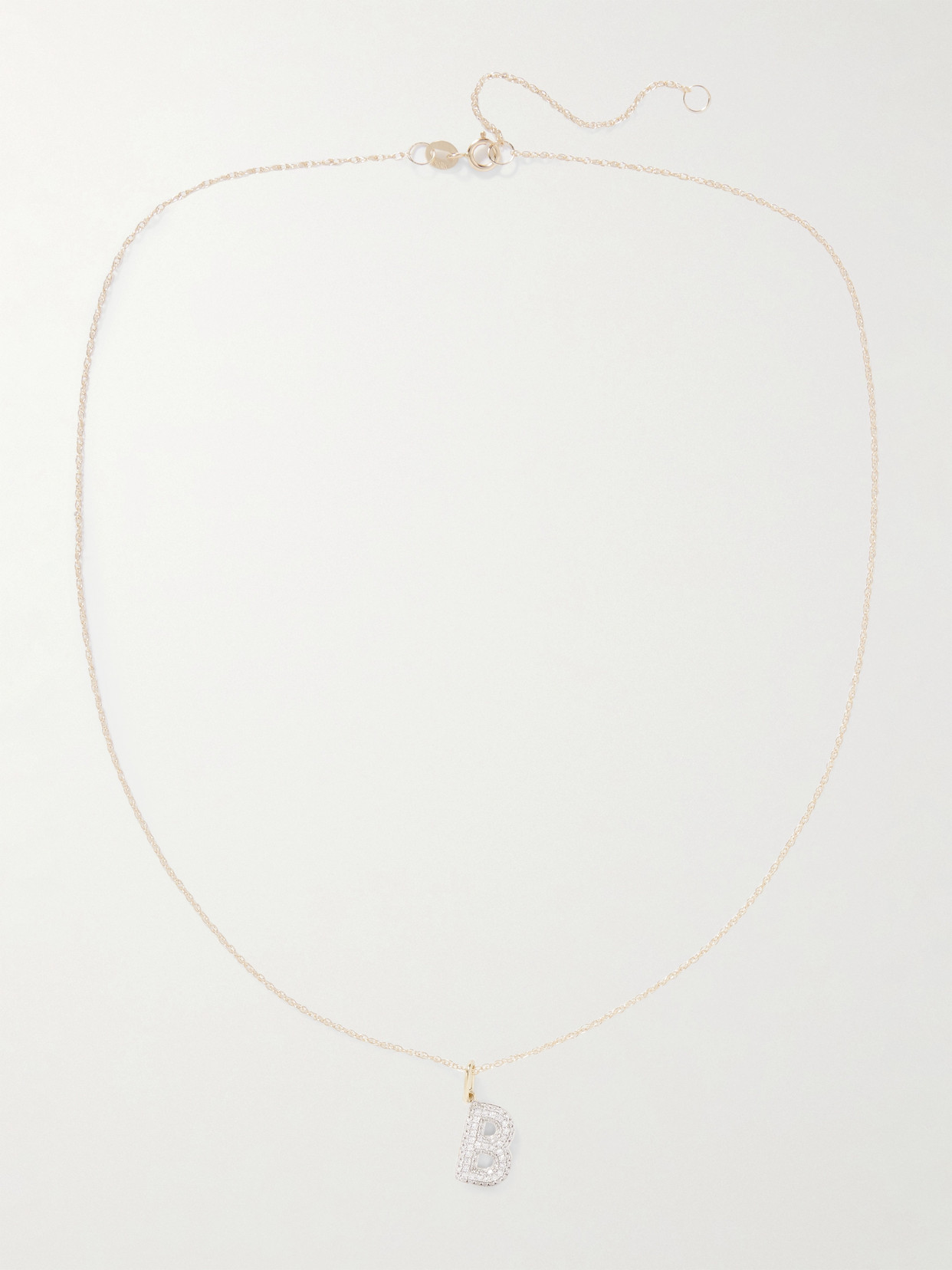 STONE AND STRAND BOLD INITIAL 10-KARAT GOLD DIAMOND NECKLACE