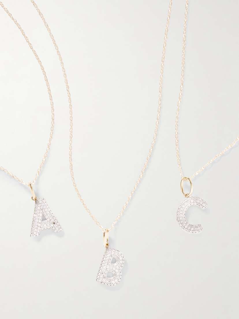 STONE AND STRAND Bold Initial 10-karat Gold Diamond Necklace