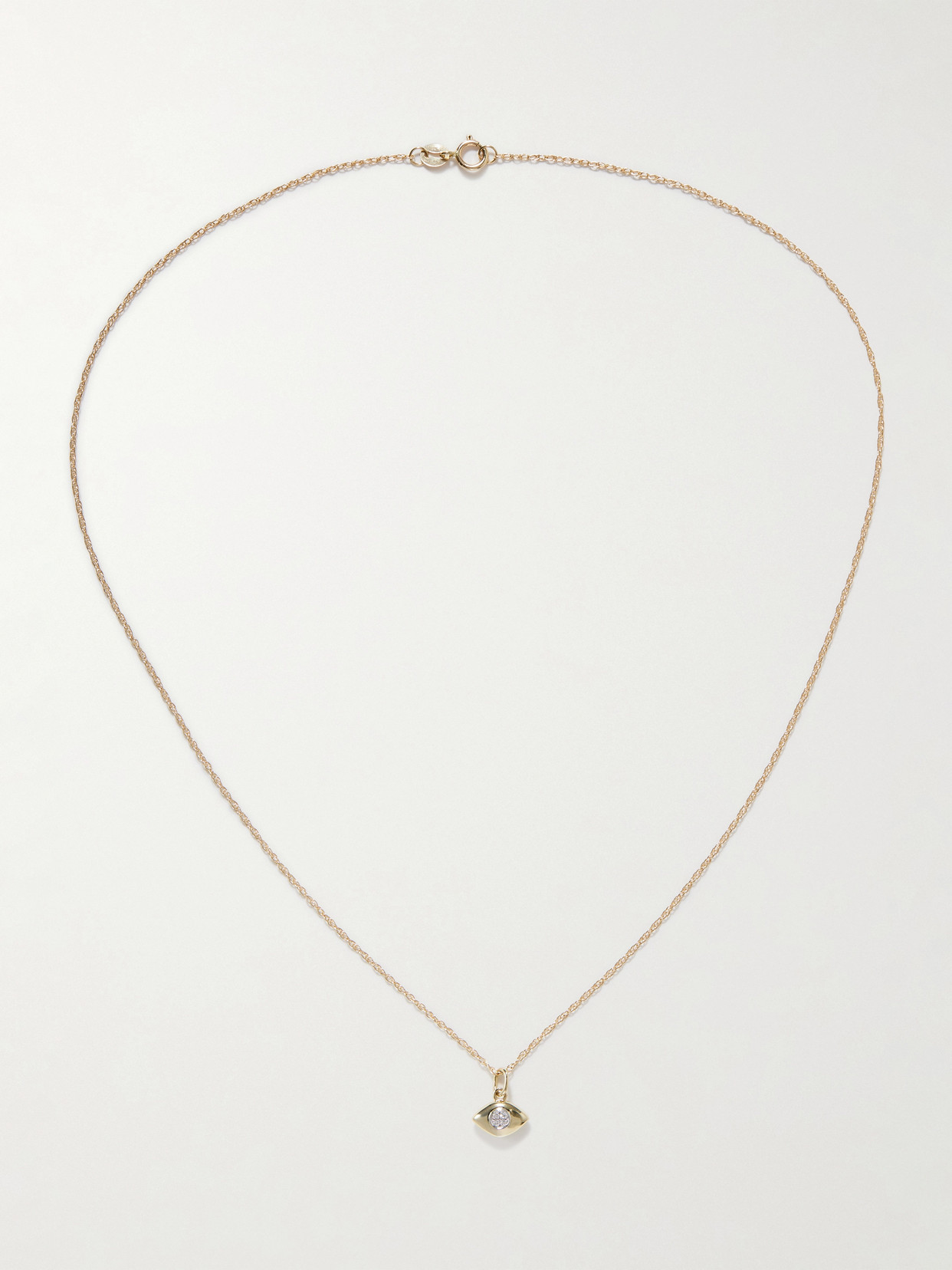 Shop Stone And Strand Tiny Evil Eye 10-karat Gold Diamond Necklace