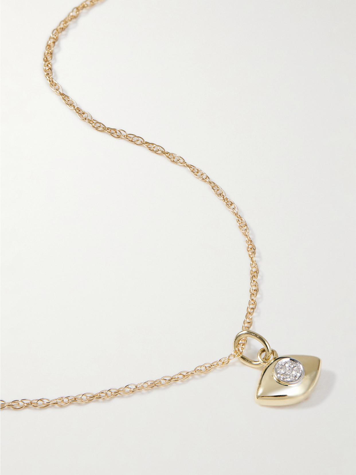 Stone And Strand Tiny Evil Eye 10-karat Gold Diamond Necklace