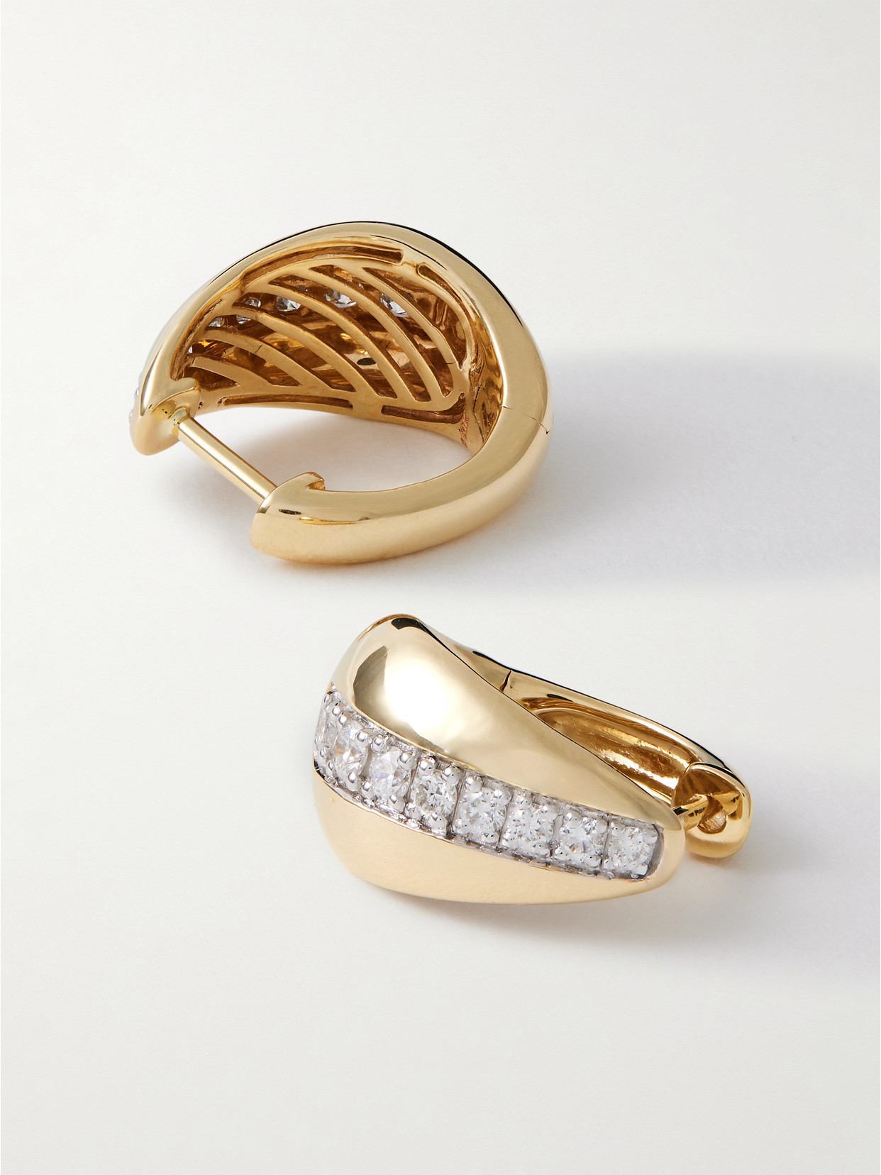 Shop Stone And Strand Pistachio 10-karat Gold Diamond Hoop Earrings