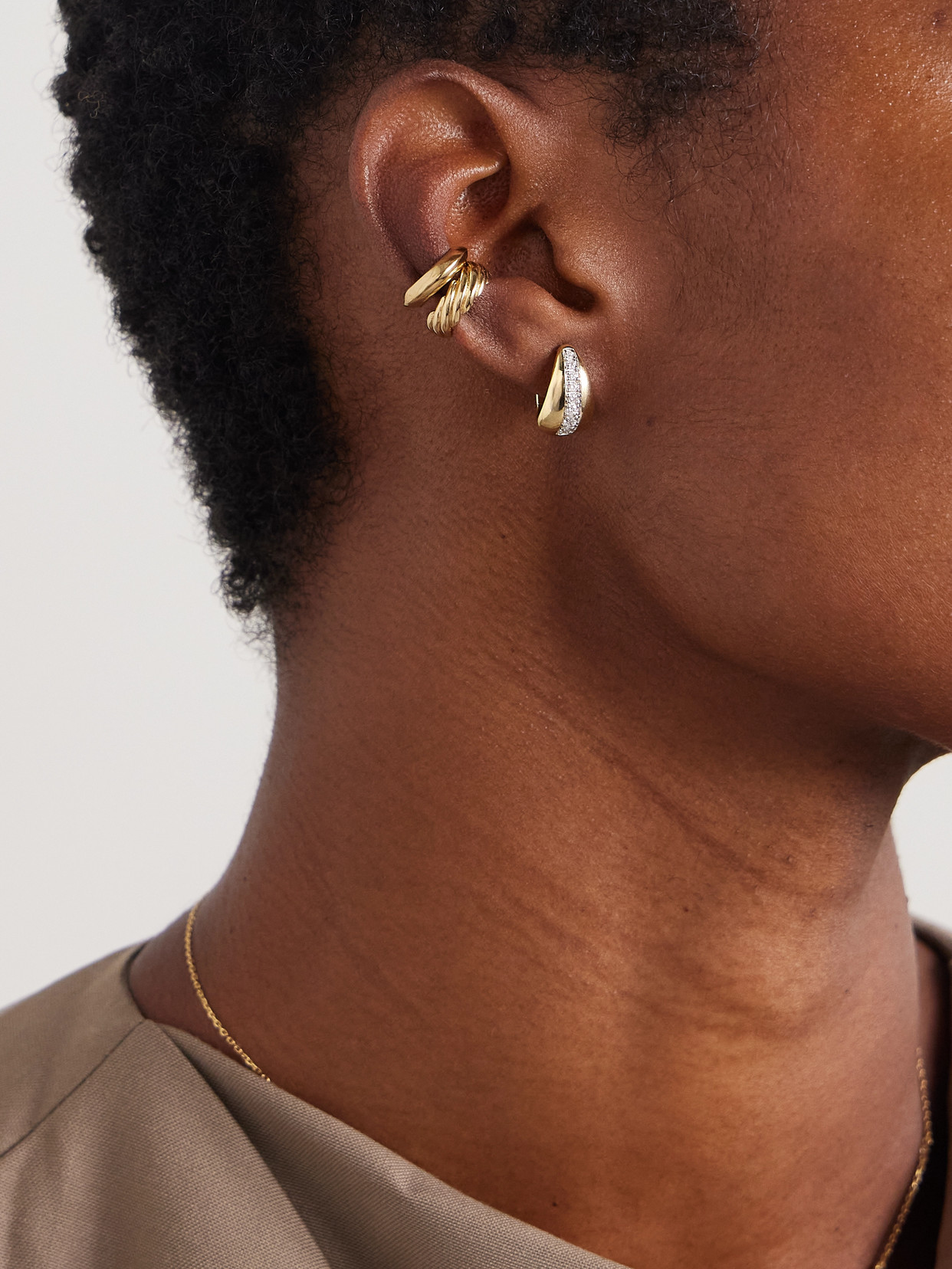 Shop Stone And Strand Pistachio 10-karat Gold Diamond Hoop Earrings