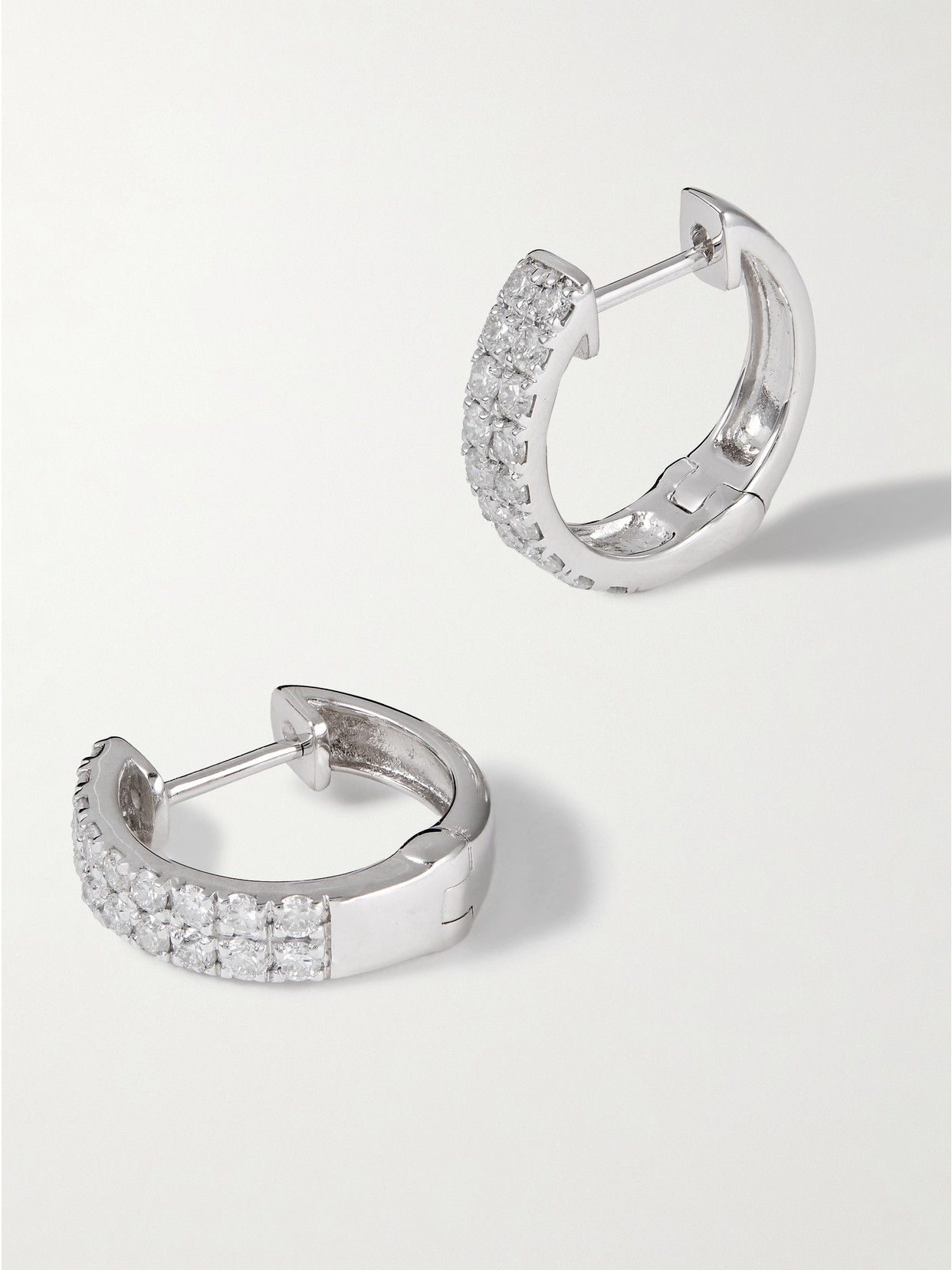 Stone And Strand 14-karat White Gold Diamond Hoop Earrings In Silver