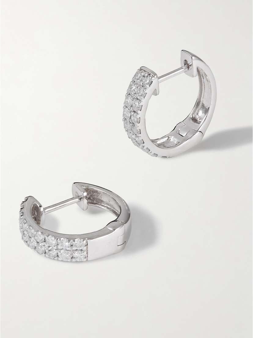 STONE AND STRAND 14-karat White Gold Diamond Hoop Earrings