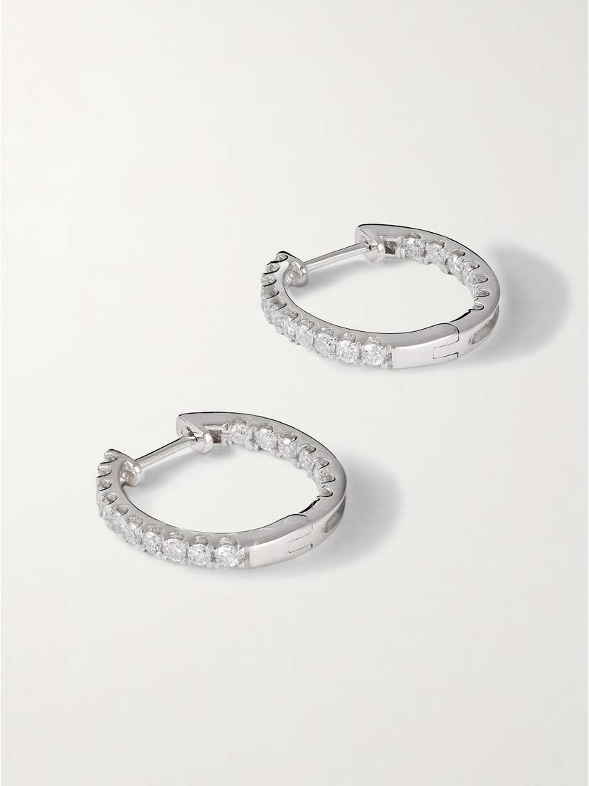 STONE AND STRAND In And Out 14-karat White Gold Diamond Hoop Earrings