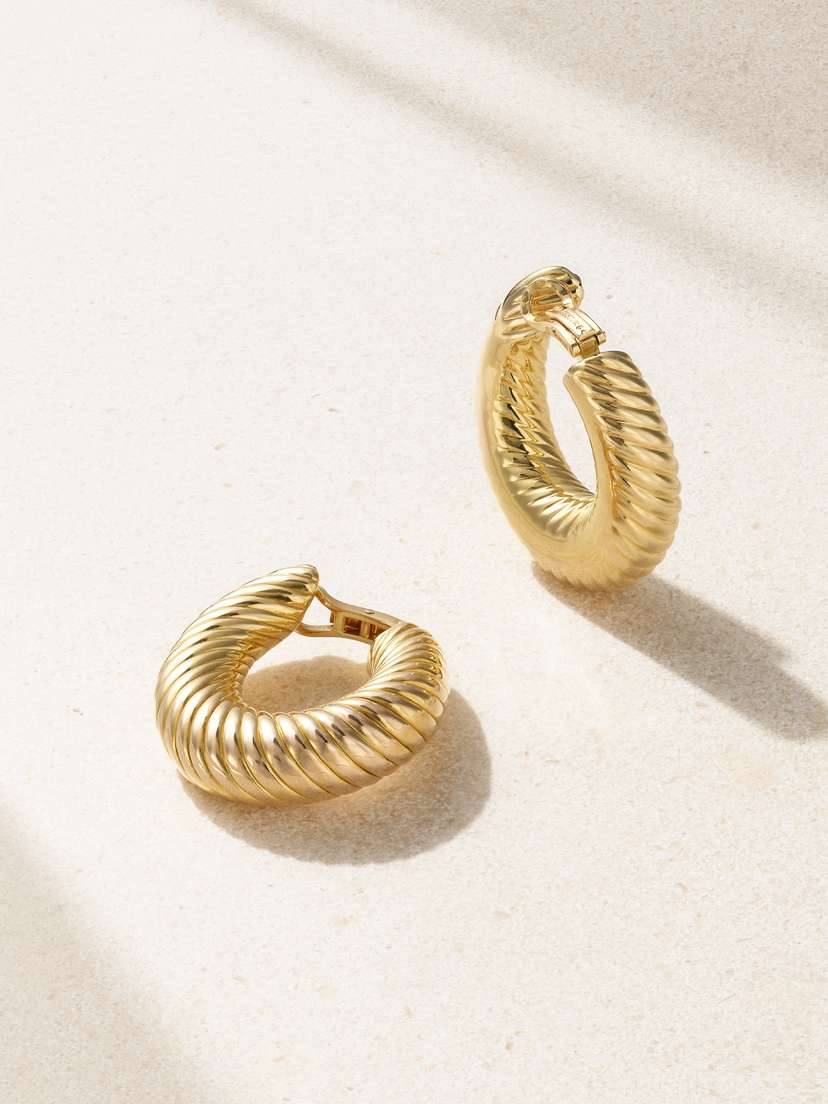 Stephanie Windsor + Van Cleef & Arpels Vintage 1970s 18-karat Gold Hoop Clip Earrings
