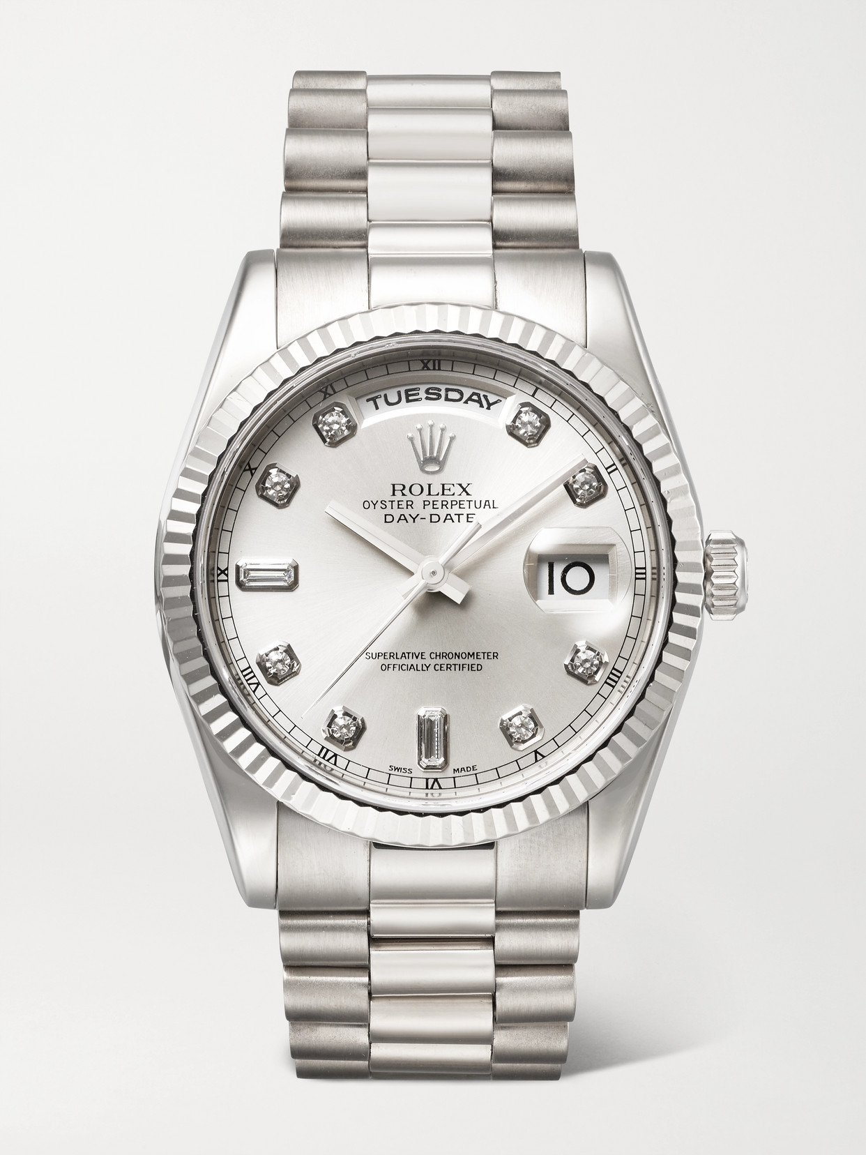 Stephanie Windsor - + Rolex Vintage 2002 Oyster Perpetual Day-date Automatic 36mm 18-karat White Gold And Diamond Watch - One size