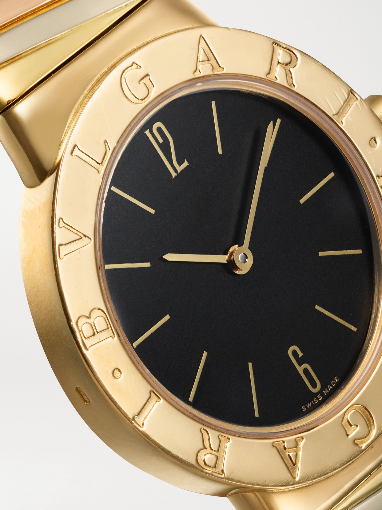 Stephanie Windsor + Bvlgari Vintage Tubogas 1990s 30mm 18-karat Yellow, White And Rose Gold Watch In Gold