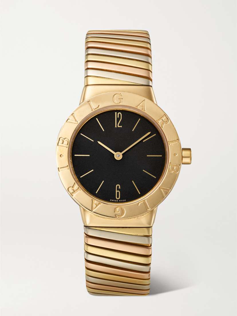 Stephanie Windsor + Bvlgari Vintage Tubogas 1990s 30mm 18-karat Yellow, White And Rose Gold Watch