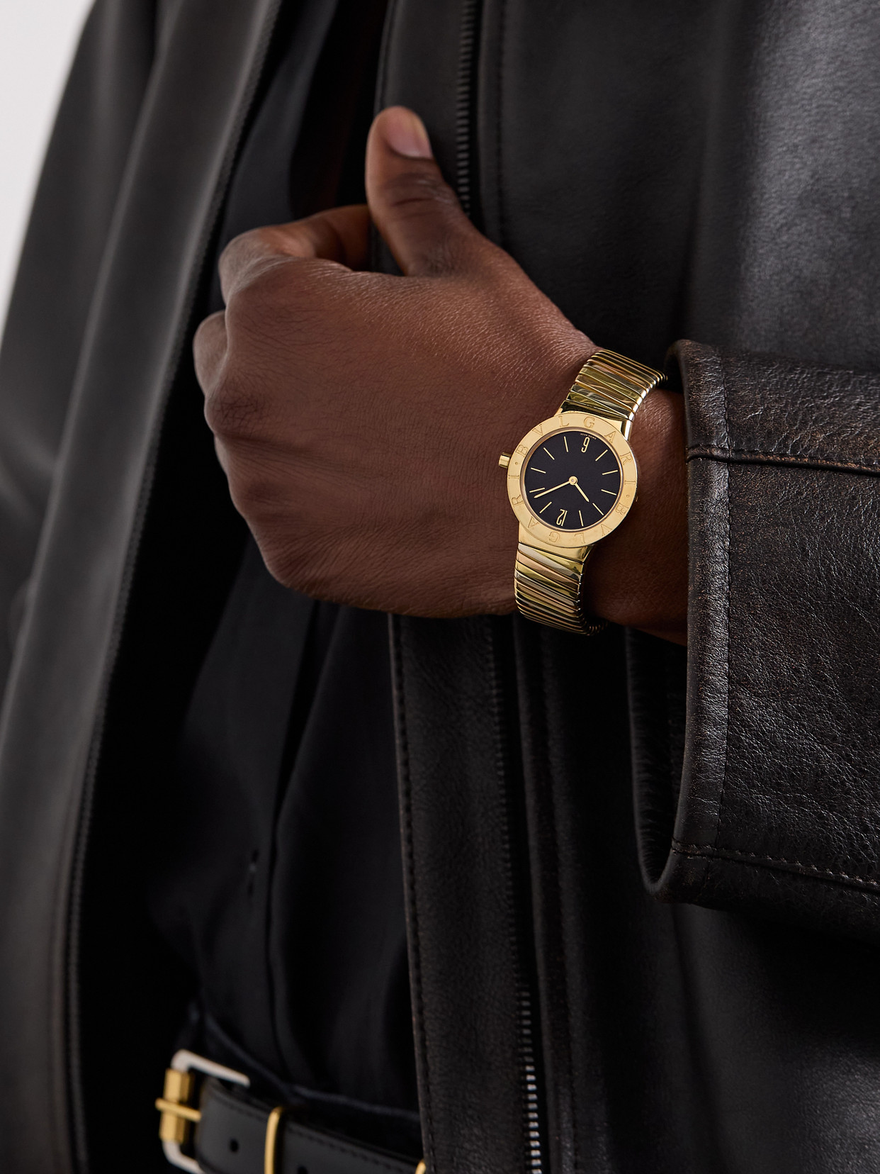 Stephanie Windsor + Bvlgari Vintage Tubogas 1990s 30mm 18-karat Yellow, White And Rose Gold Watch In Gold