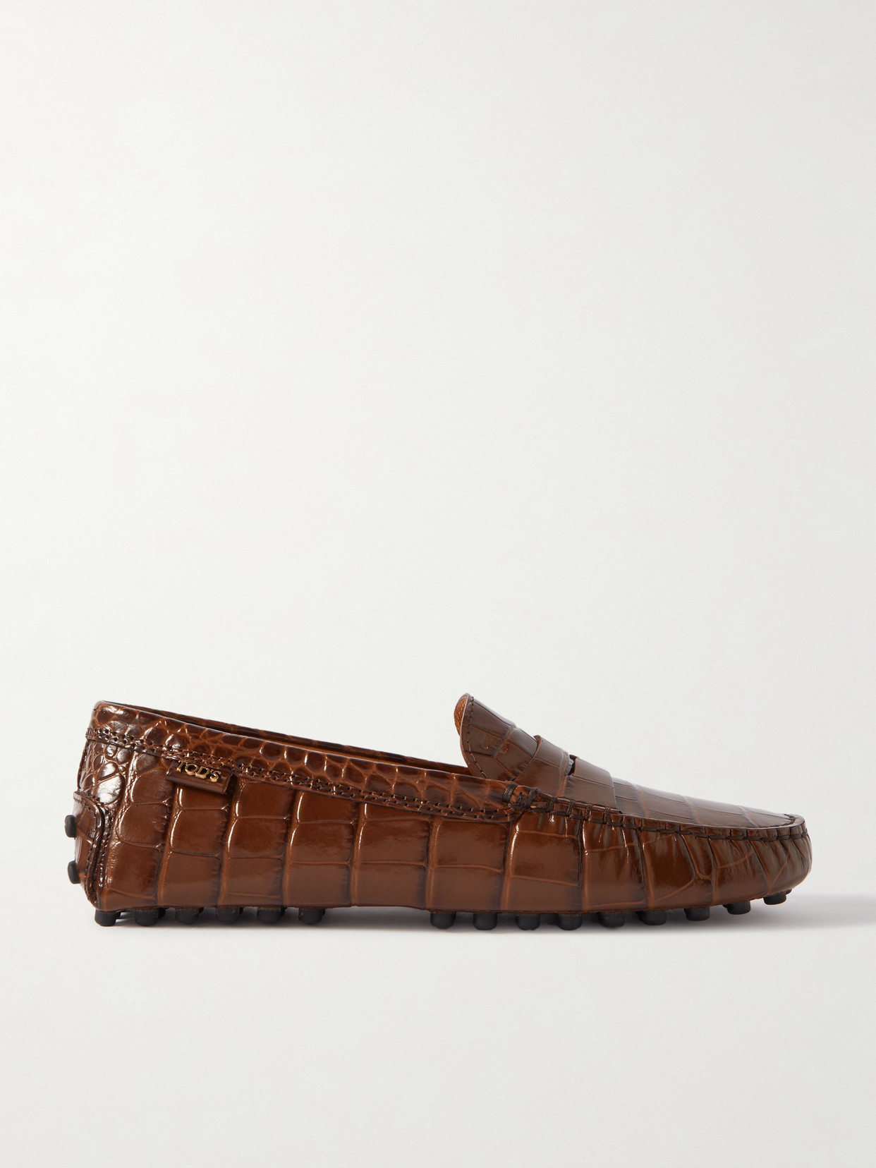 Tod's - Gommino Croc-effect Leather Loafers - Brown
