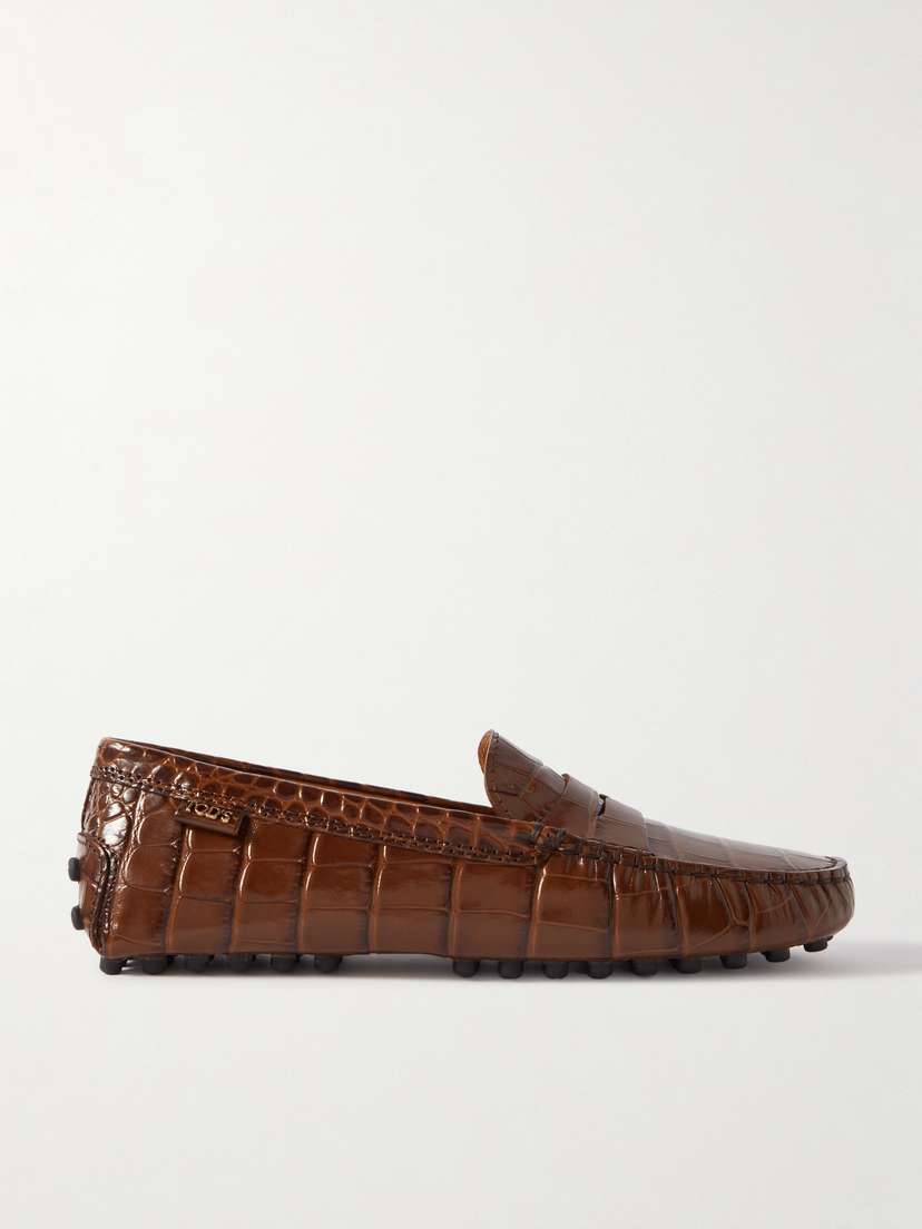 Tod's Gommino Croc-effect Leather Loafers