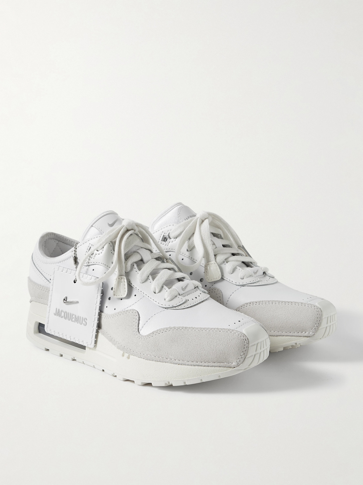 Nike - + Jacquemus Air Max 1 Sp Suede-trimmed Perforated Leather Sneakers - White