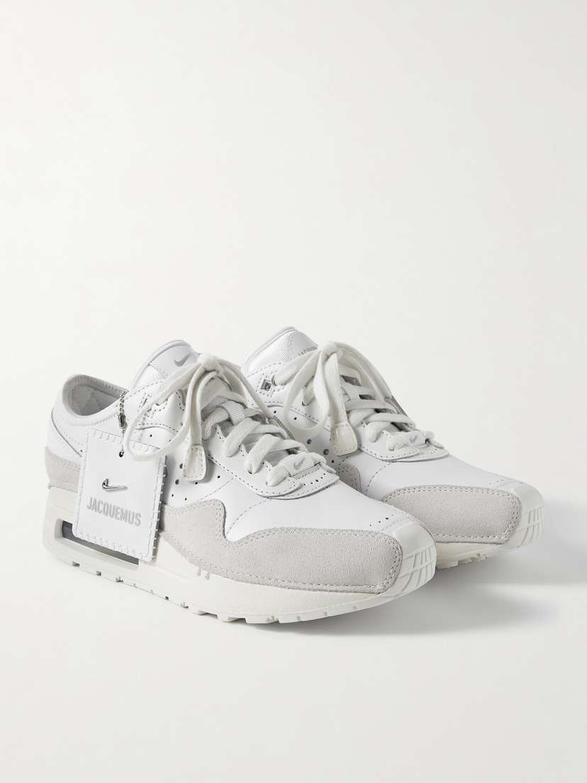 Nike + Jacquemus Air Max 1 Sp Suede-trimmed Perforated Leather Sneakers