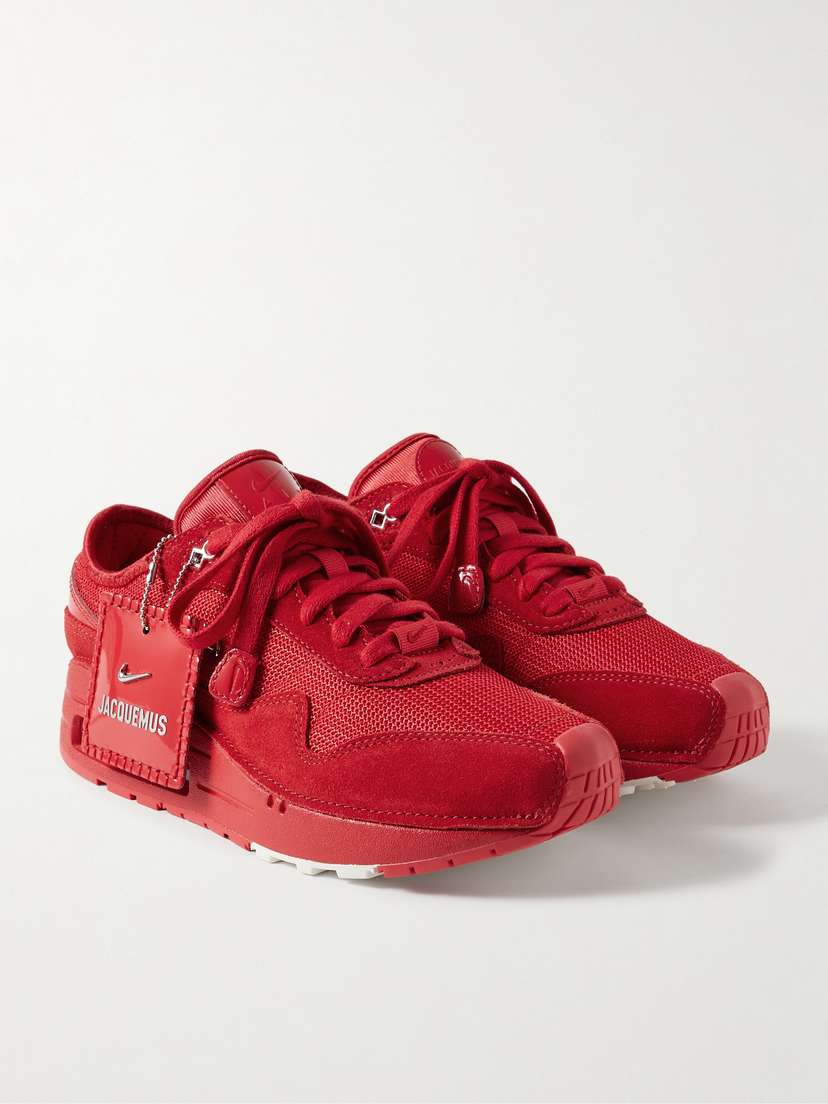 Nike + Jacquemus Air Max 1 Sp Glossed-leather And Suede-trimmed Mesh Sneakers
