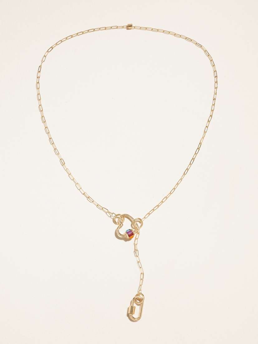 Marla Aaron Baby Heartlock 14-karat Gold Multi-stone Necklace