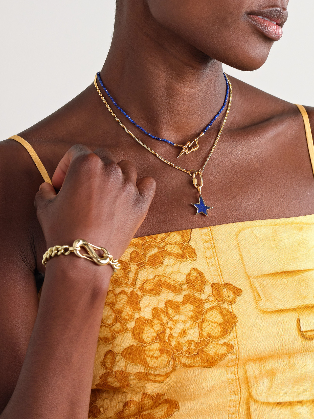 Marla Aaron Itty Bitty Strand 14-karat Gold Lapis Lazuli Necklace In Gold