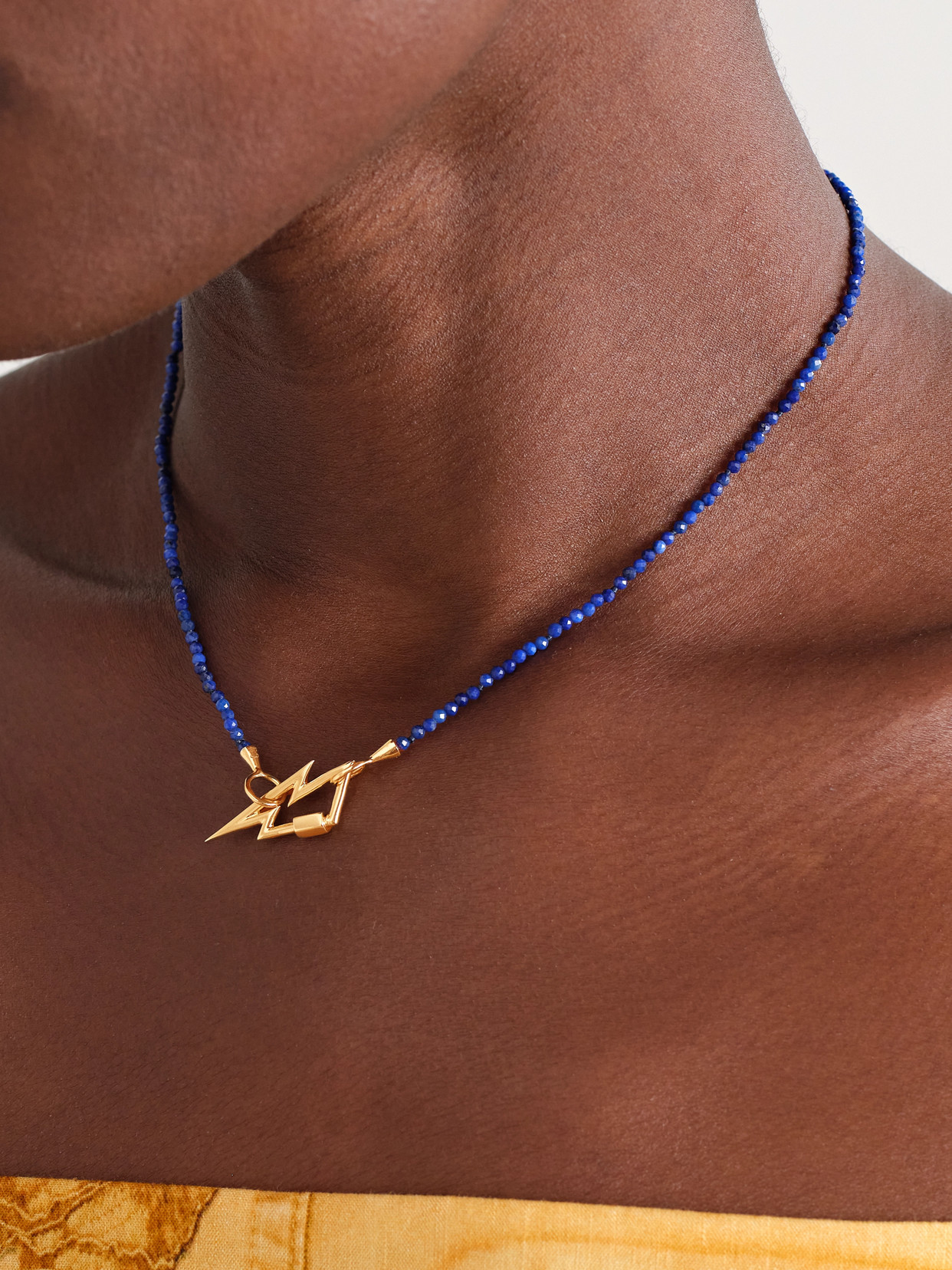 Marla Aaron Itty Bitty Strand 14-karat Gold Lapis Lazuli Necklace In Gold