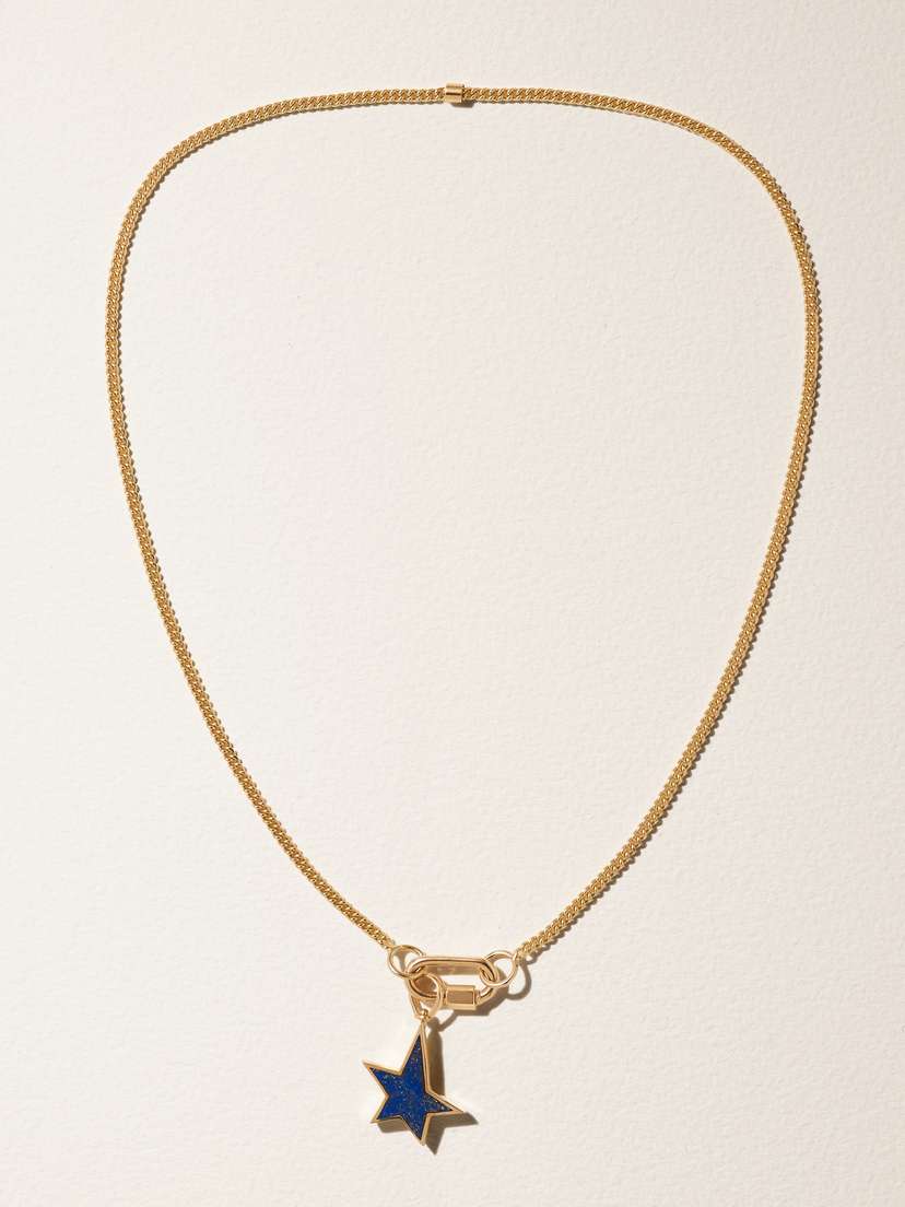 Marla Aaron Not So Heavy + Babylock+ Star 14-karat Gold Lapis Lazuli Necklace