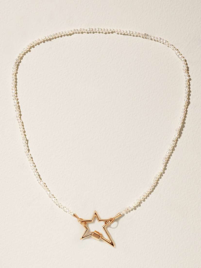 Marla Aaron Itty Bitty Strand 14-karat Gold Pearl Necklace