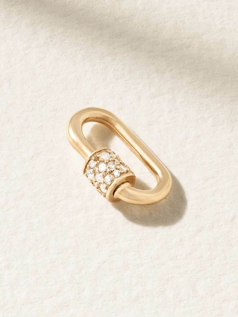 Marla Aaron Stoned Babylock 14-karat Gold Diamond Pendant