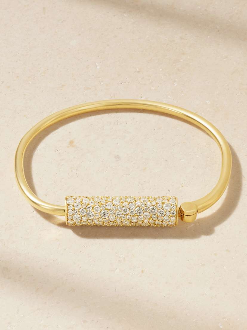 Marla Aaron Stoned Trundle Lock 18-karat Gold Diamond Bracelet