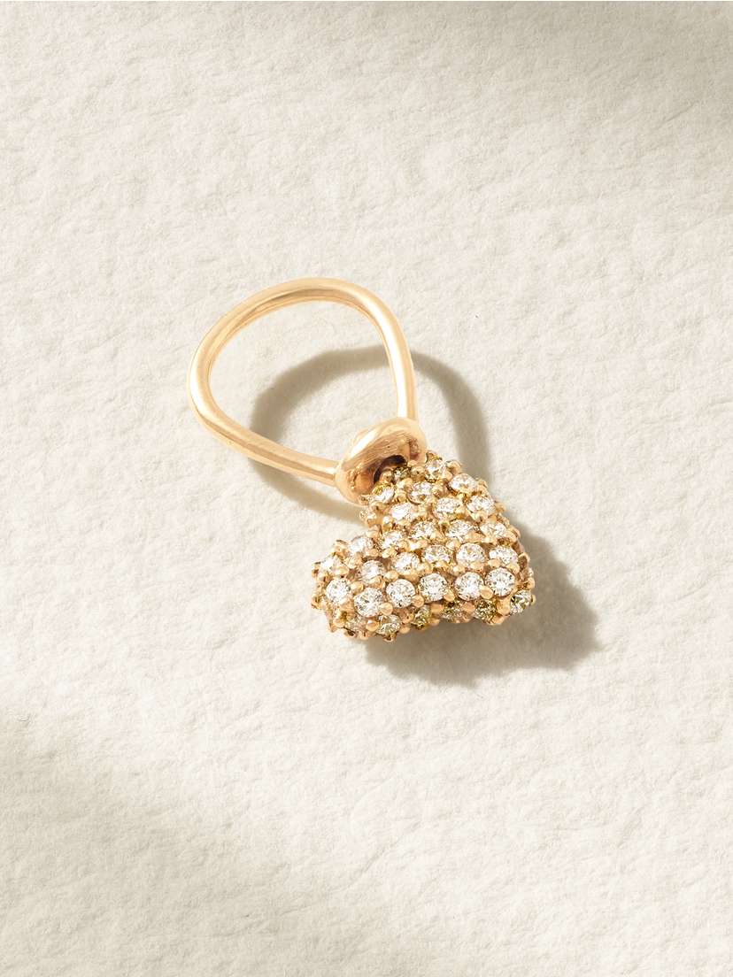 Marla Aaron Allstone Itty Bitty Heart 18-karat Gold Diamond Pendant