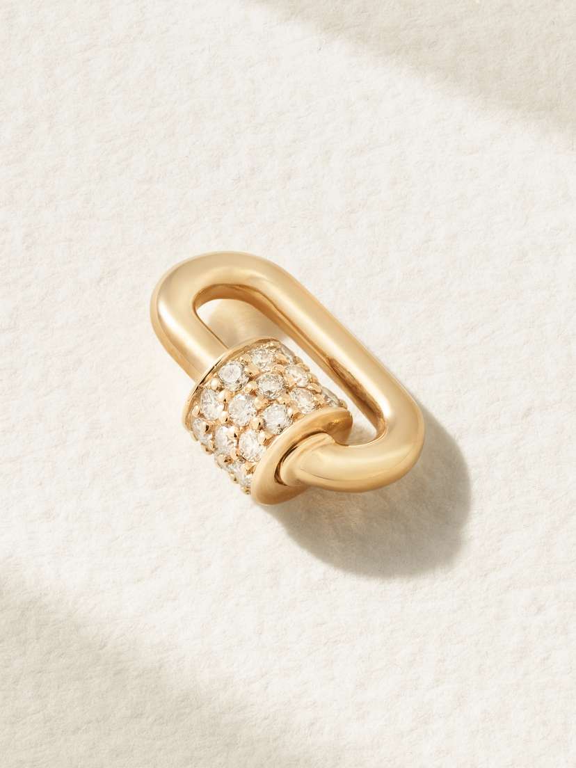 Marla Aaron Stoned Chubby Babylock 14-karat Gold Diamond Pendant